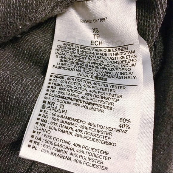 Banana Republic Zip Up Sweatshirt Moto Jacket in Charcoal Grey Size XS - Picture 12 of 16